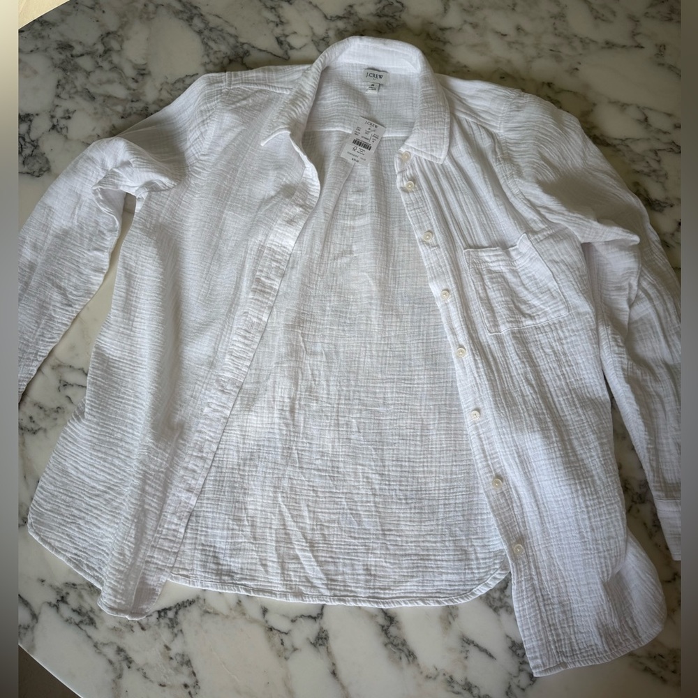 NWT J Crew Factory Gauze Button-Up
White Gauze Shirt 100% Cotton Various Sizes - Picture 5 of 16